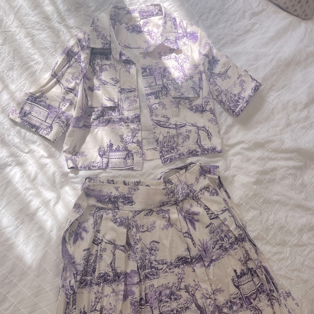 Two piece midi skirt and shirt set from Italy